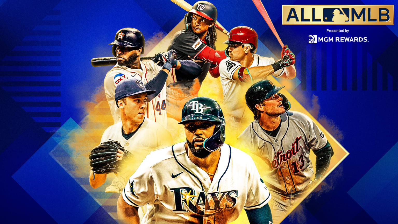 Yordan Alvarez, Jacob Misiorowski, Jonathan Aranda, Dillon Dingler, Corbin Carroll and CJ Abrams