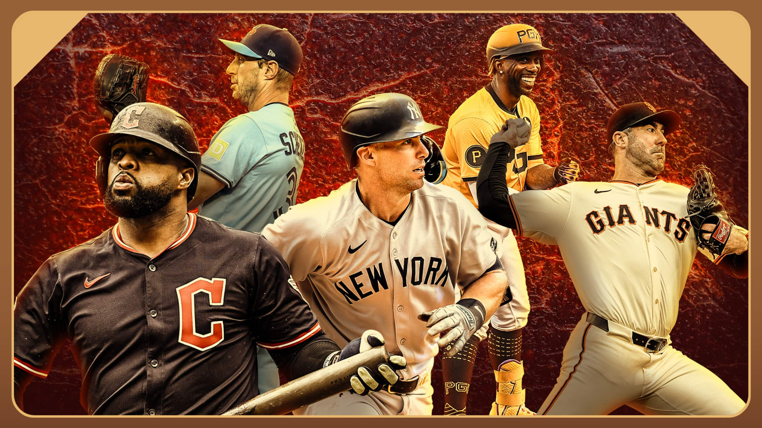 Carlos Santana, Max Scherzer, Paul Goldschmidt, Andrew McCutchen and Justin Verlander