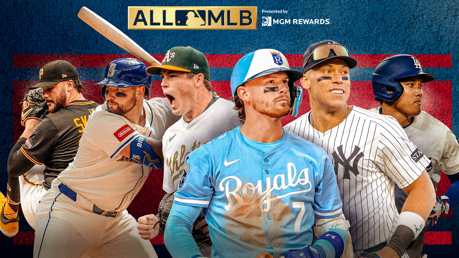 Paul Skenes, Cal Raleigh, Mason Miller, Bobby Witt Jr., Aaron Judge and Shohei Ohtani