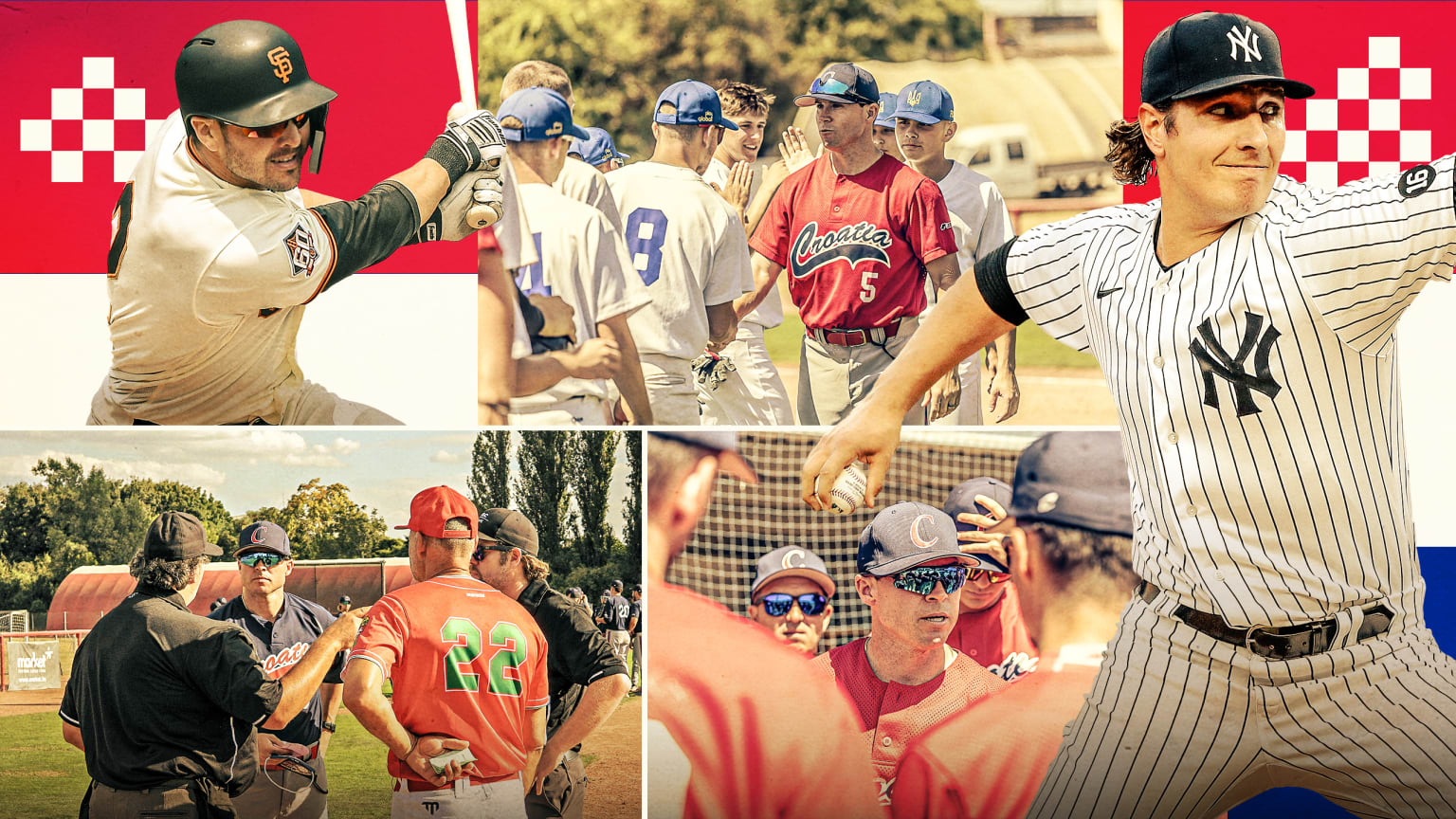 Images of Croatian baseball players and coaches, as well as former Giant Chase d'Arnaud and former Yankee Asher Wojciechowski