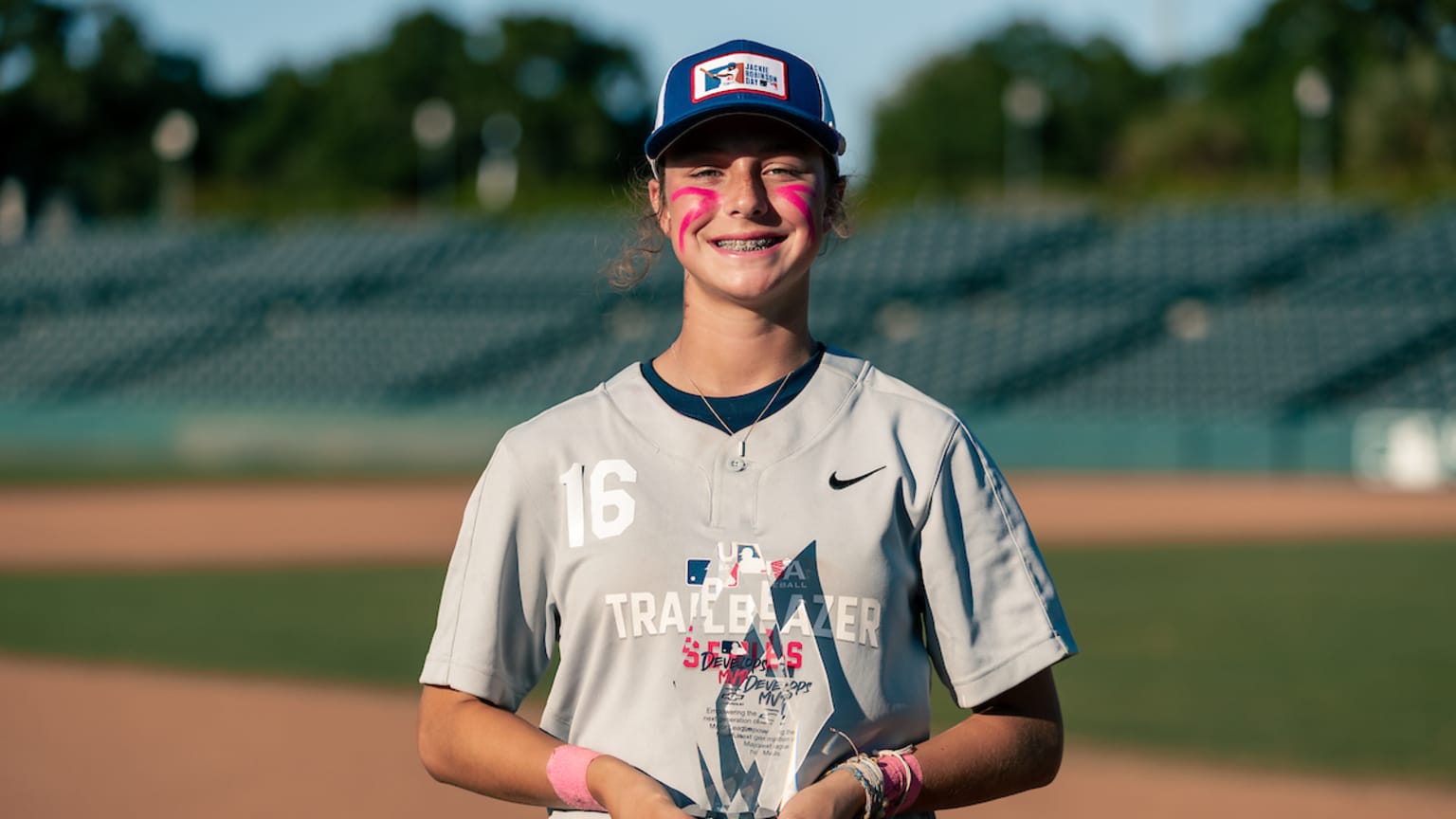 Izzie Dieter is all smiles with her Trailblazer Series MVP Award