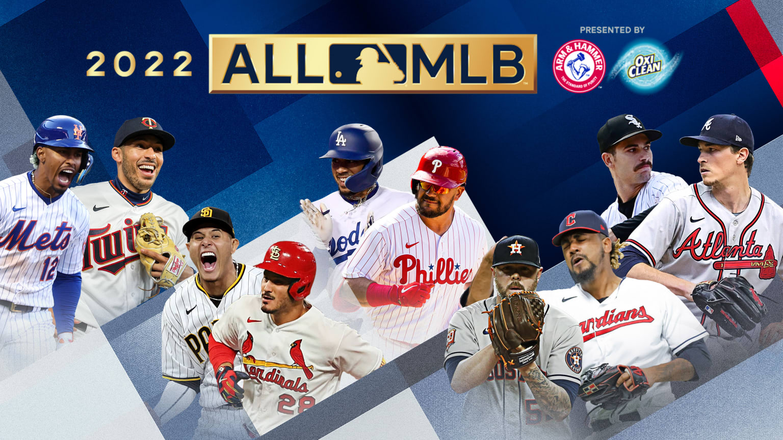 10 players are pictured beneath the All-MLB logo