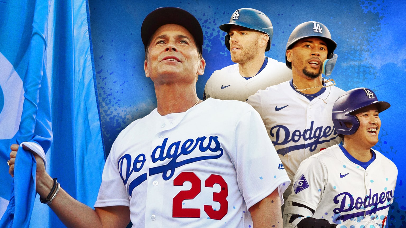 Rob Lowe is a big fan of the Dodgers and the three superstars at the top of their lineup