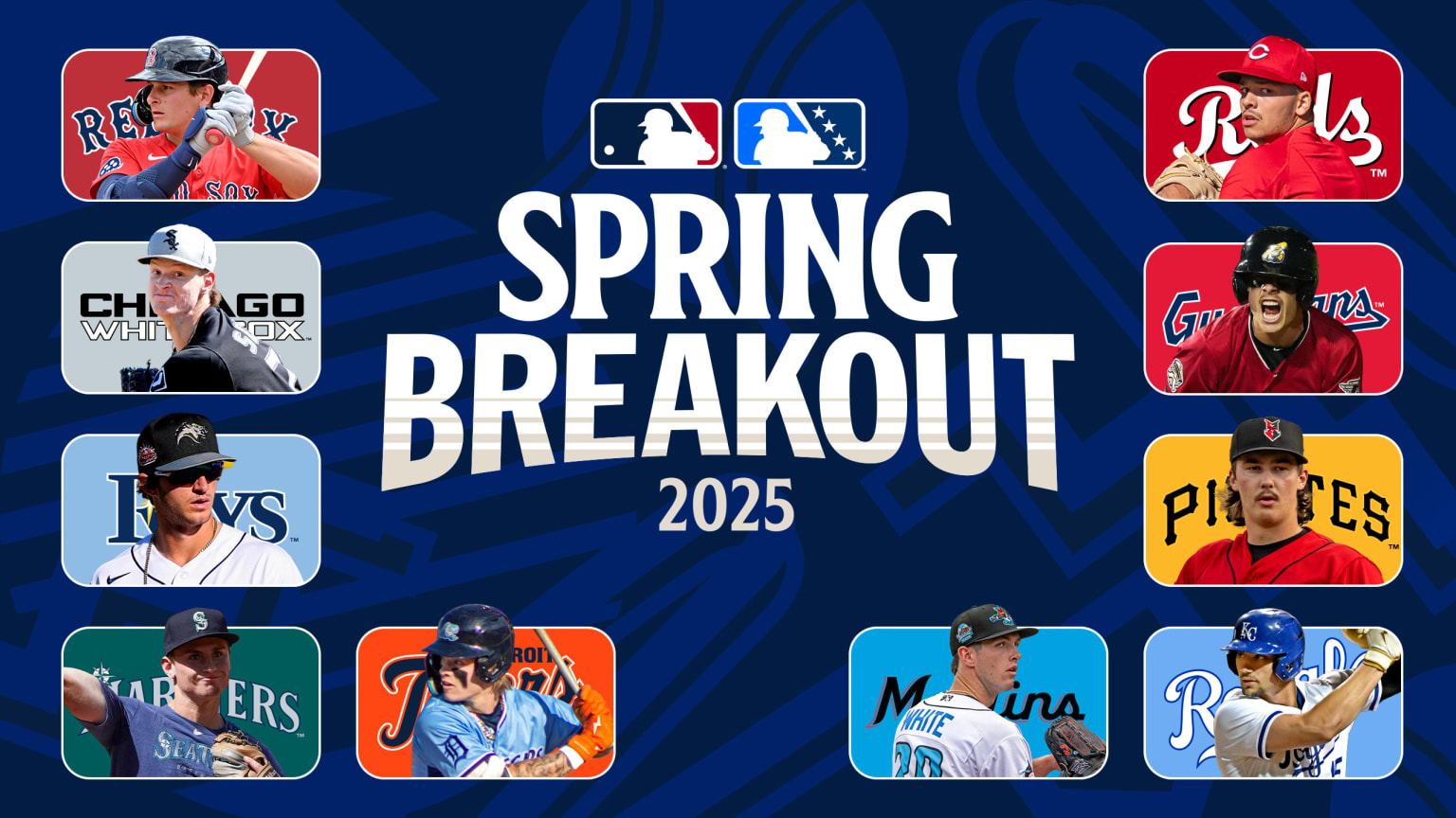 Photos of 10 prospects surrounding the Spring Breakout logo