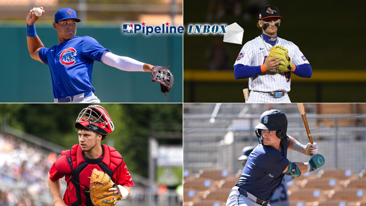 A montage of four prospects discussed in the Pipeline Inbox