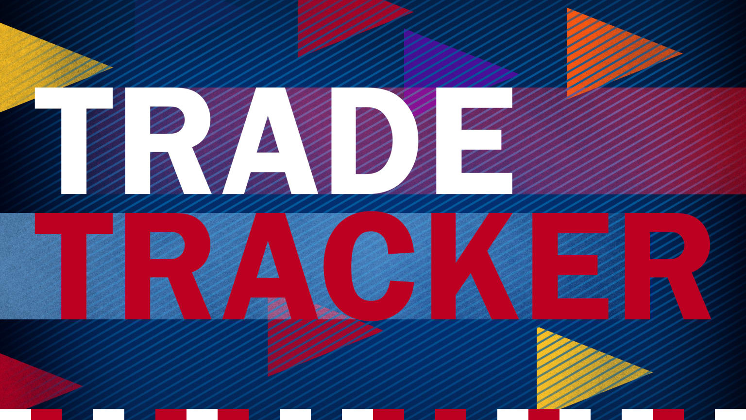 The words Trade Tracker in front of a colorful background