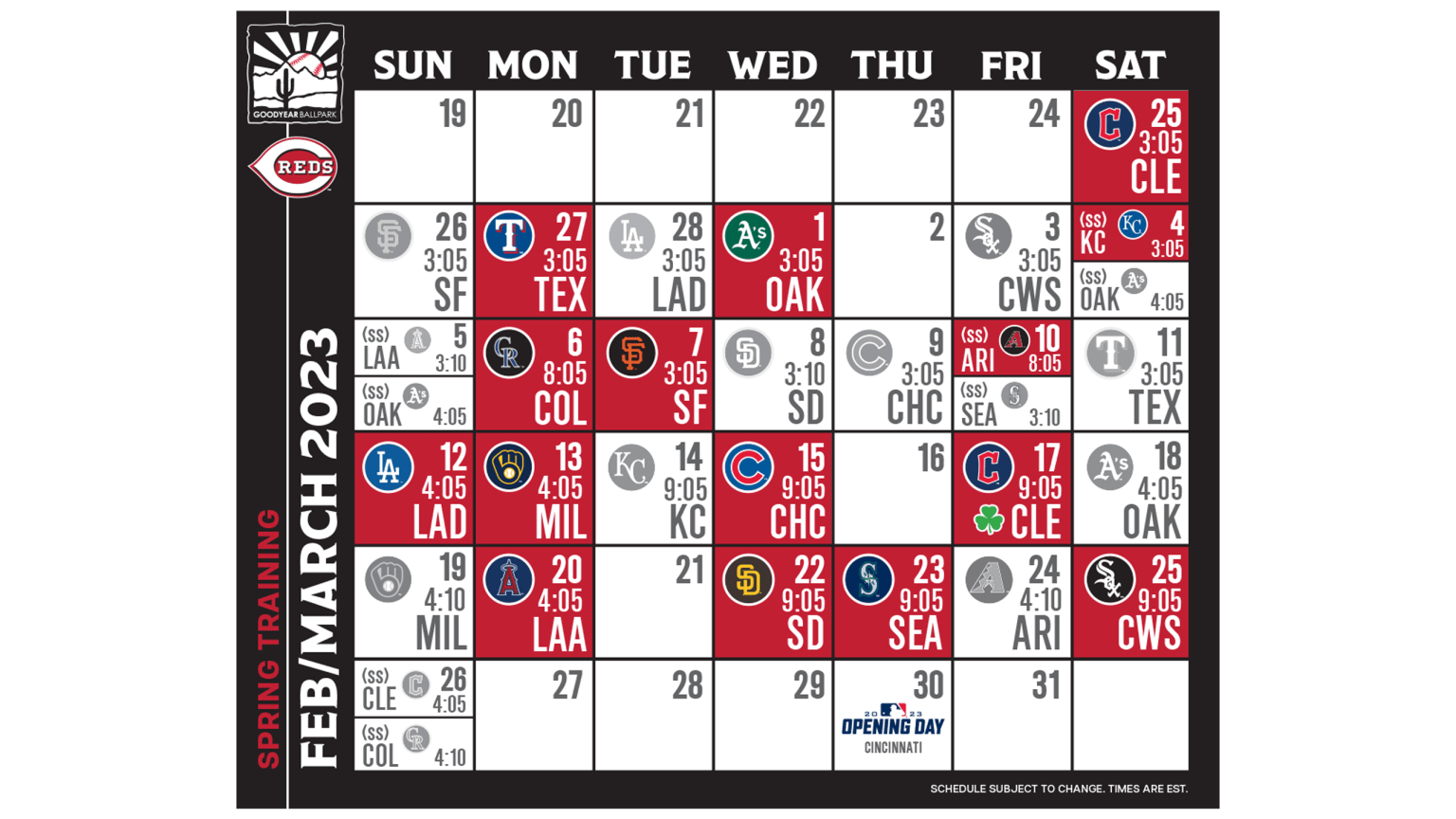 Printable Schedule Schedule Cincinnati Reds