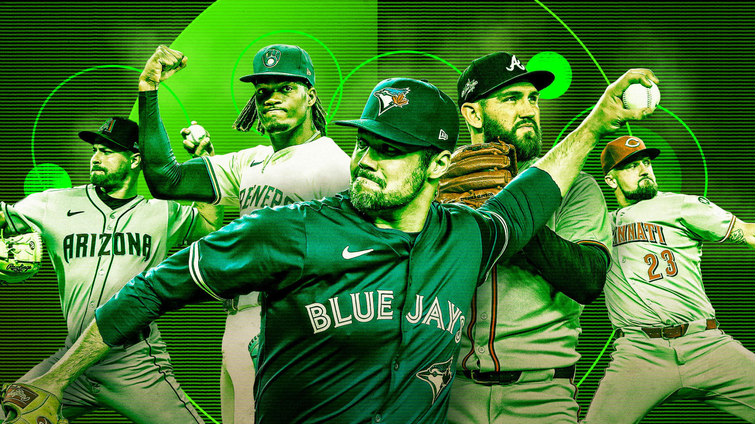 Images of five relievers in action