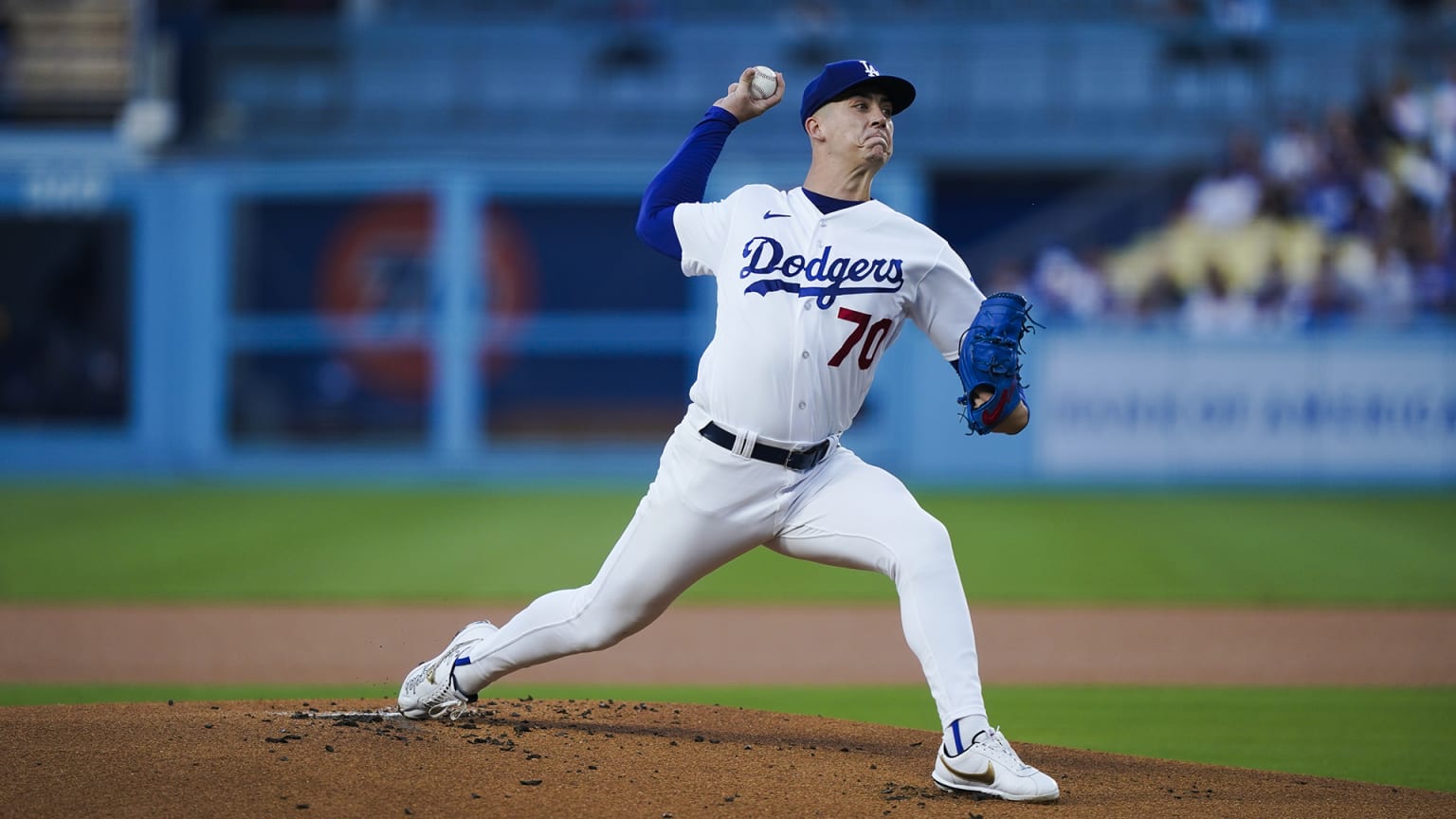 Bobby Miller delivering a pitch