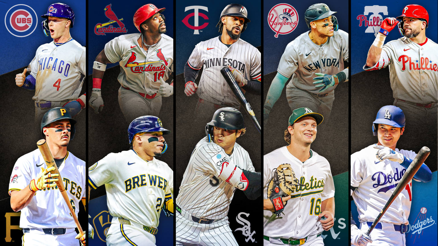 Images of 10 players with their team logos behind them, representing 5 series to watch this week
