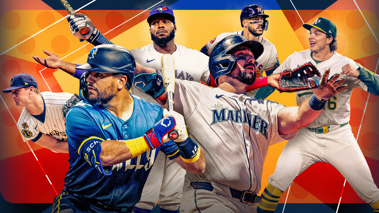 Quinn Priester, Kyle Schwarber, Vladimir Guerrero Jr., Cal Raleigh, Carlos Correa and Nick Kurtz