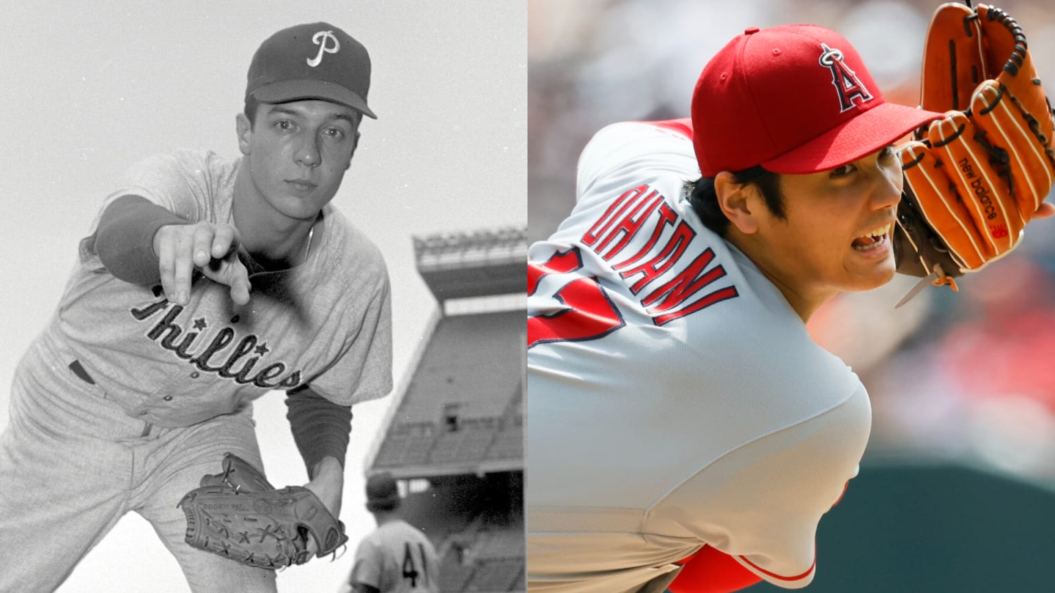 A split photo shows Rick Wise and Shohei Ohtani