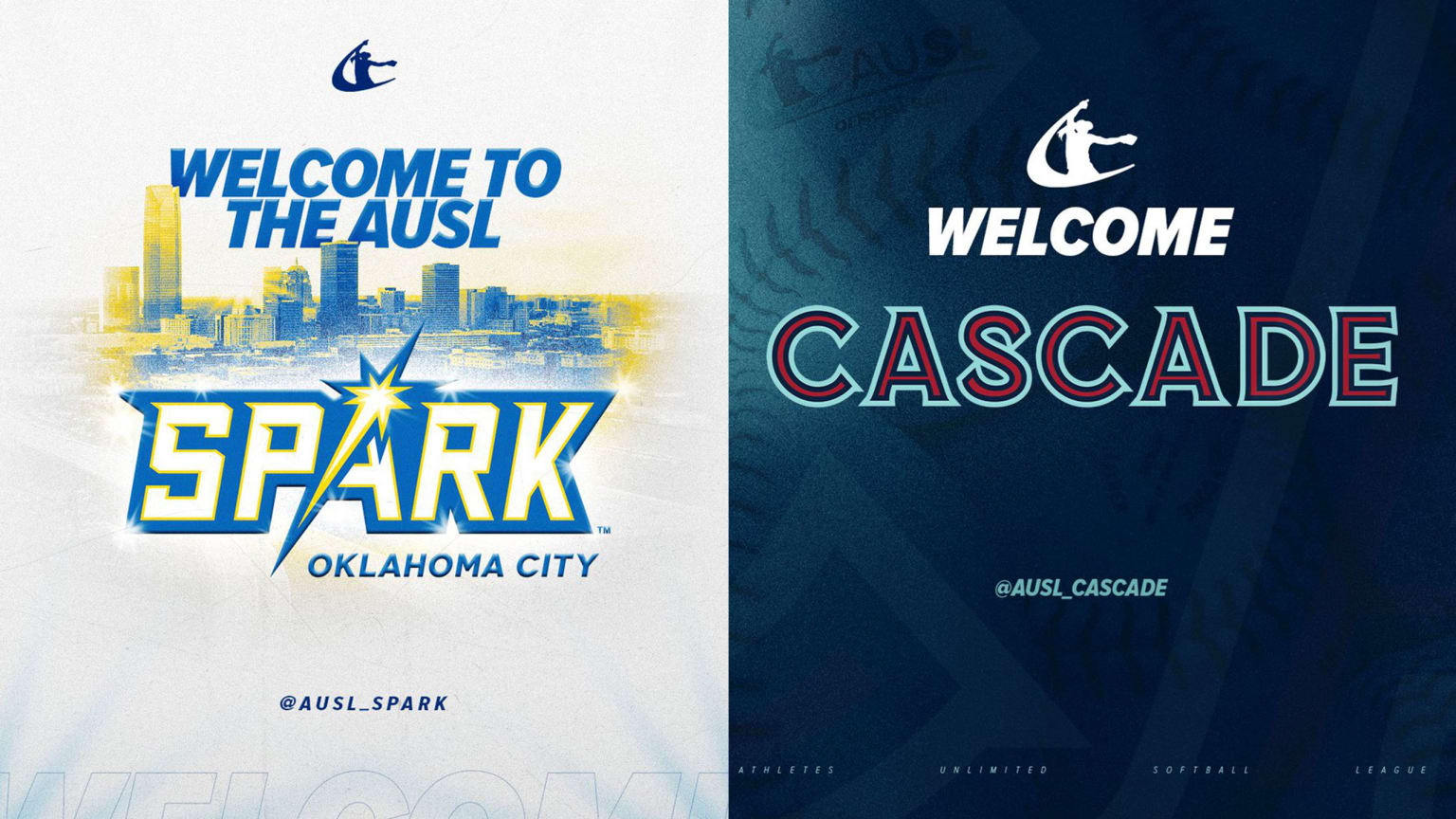 Logos for the Oklahoma City Spark and Cascade