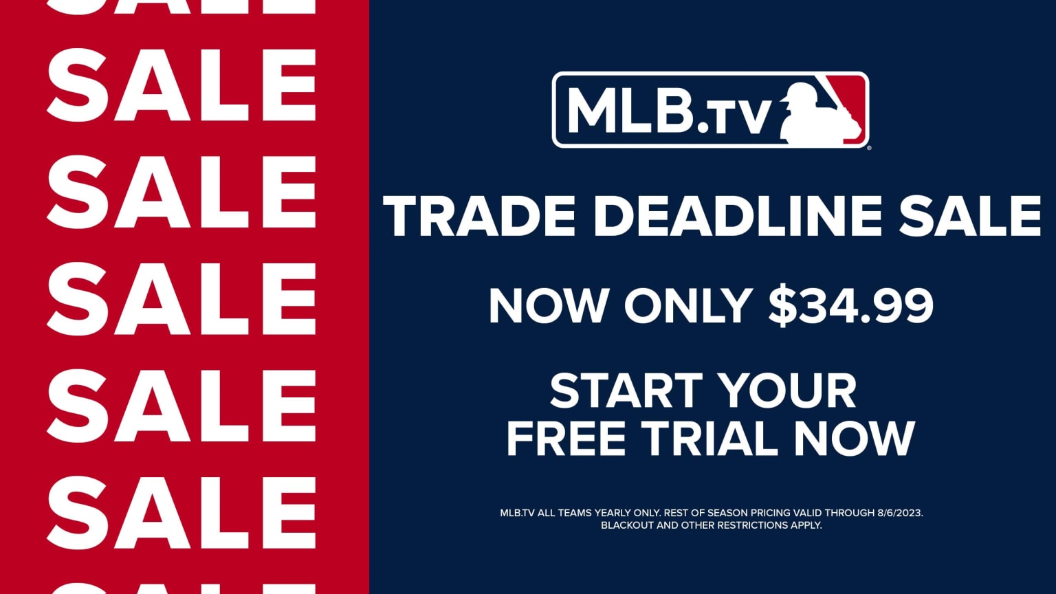 Text detailing MLB.TV's sale for $34.99