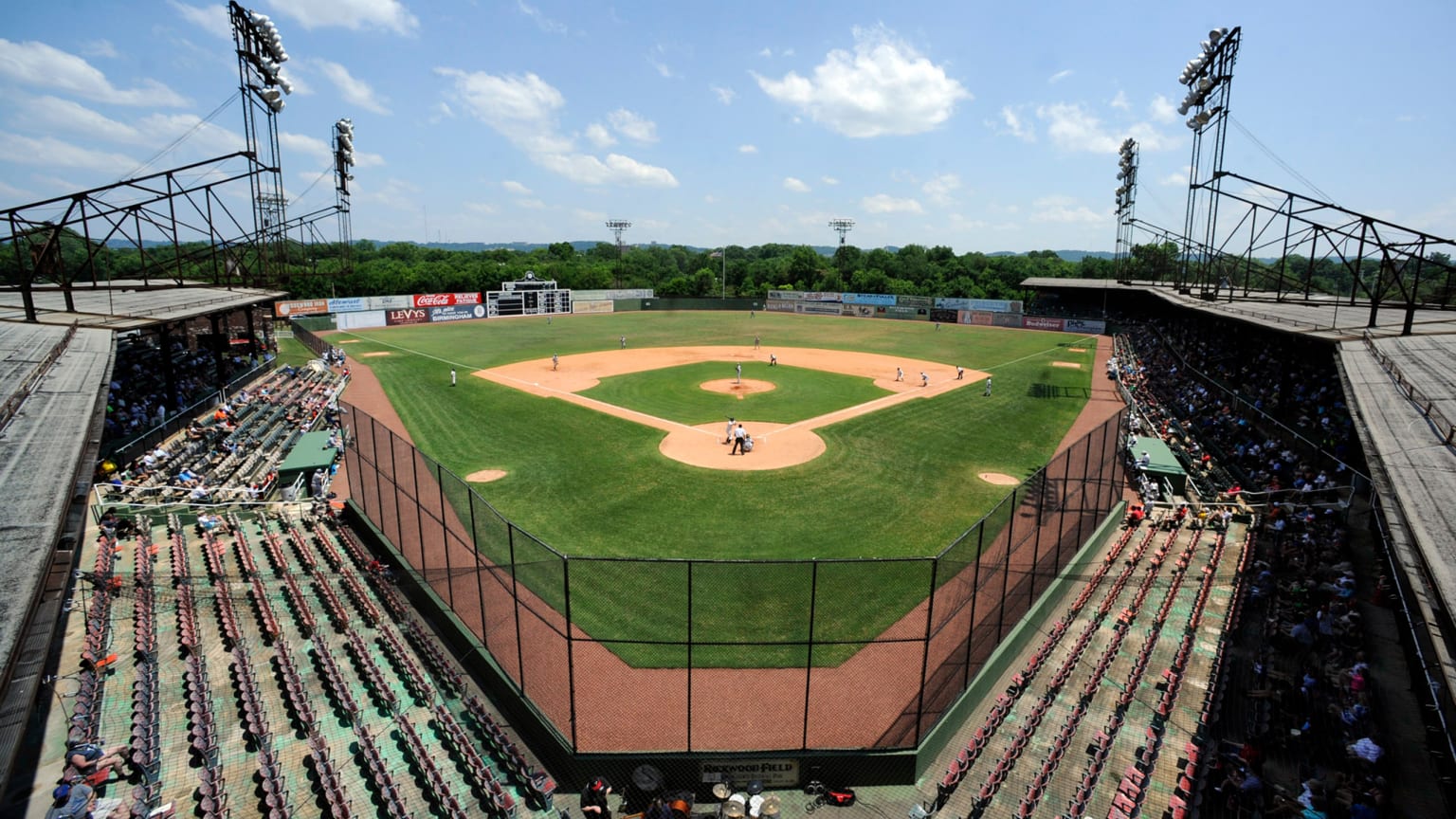 A view of Rickwood Field from the roof of the grandstand behind home plate