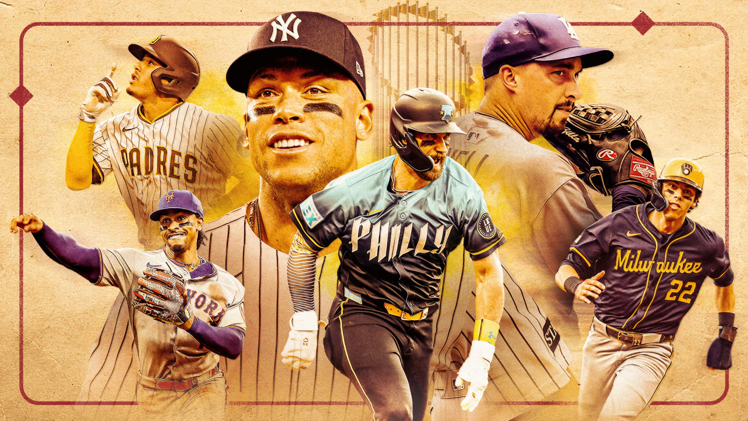 Manny Machado, Francisco Lindor, Aaron Judge, Bryce Harper, Blake Snell and Christian Yelich