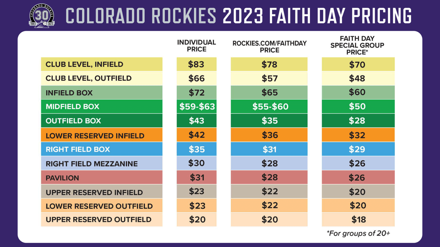 Faith Day Colorado Rockies