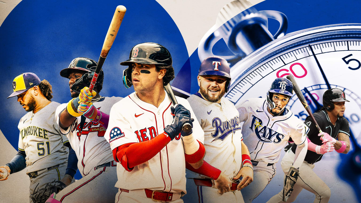 Freddy Peralta, Ronald Acuña Jr., Marcelo Mayer, Jake Burger, Chandler Simpson and Ketel Marte