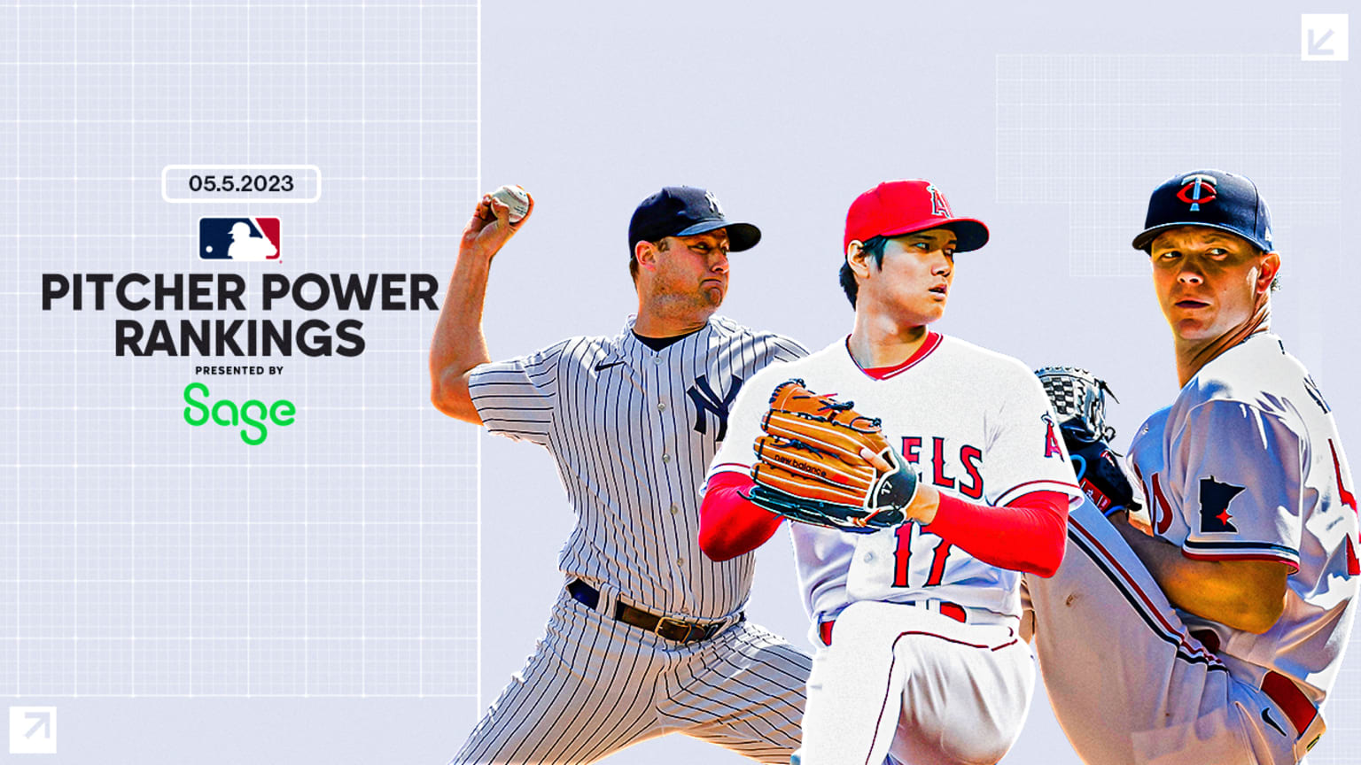 A photo illustration of three pitchers alongside ''Pitcher Power Rankings'' wording