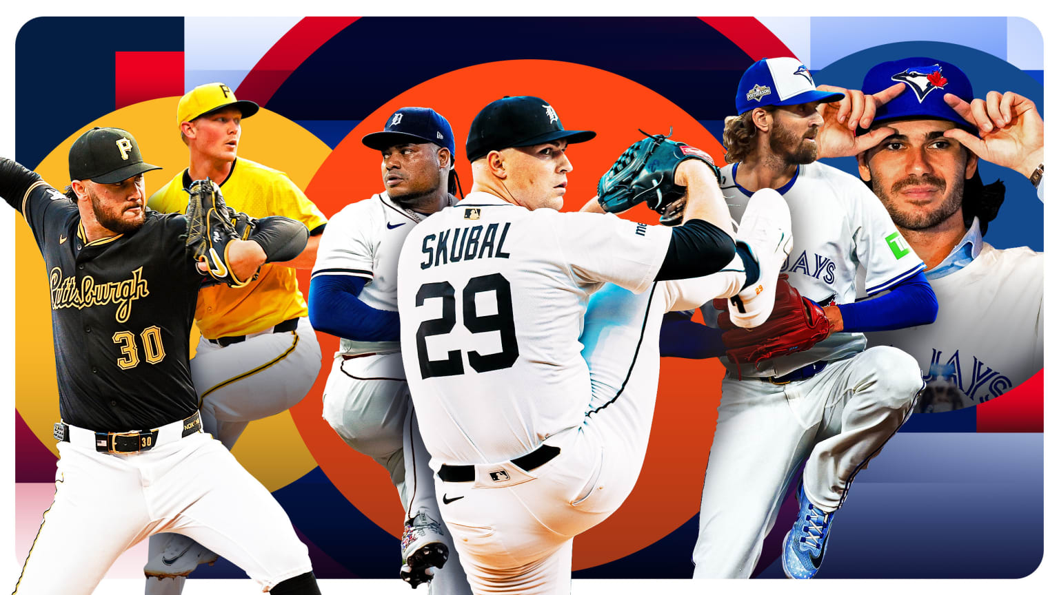 The Pirates' Paul Skenes and Mitch Keller, the Tigers' Framber Valdez and Tarik Skubal, and the Blue Jays' Kevin Gausman and Dylan Cease