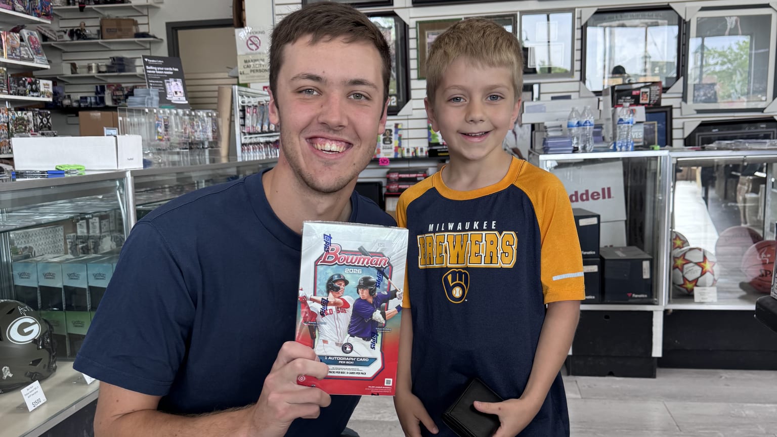 Jacob Misiorowski and 7-year-old Aaron Shorey