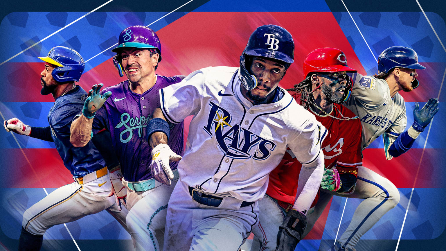 Byron Buxton, Corbin Carroll, Chandler Simpson, Elly De La Cruz and Bobby Witt Jr.