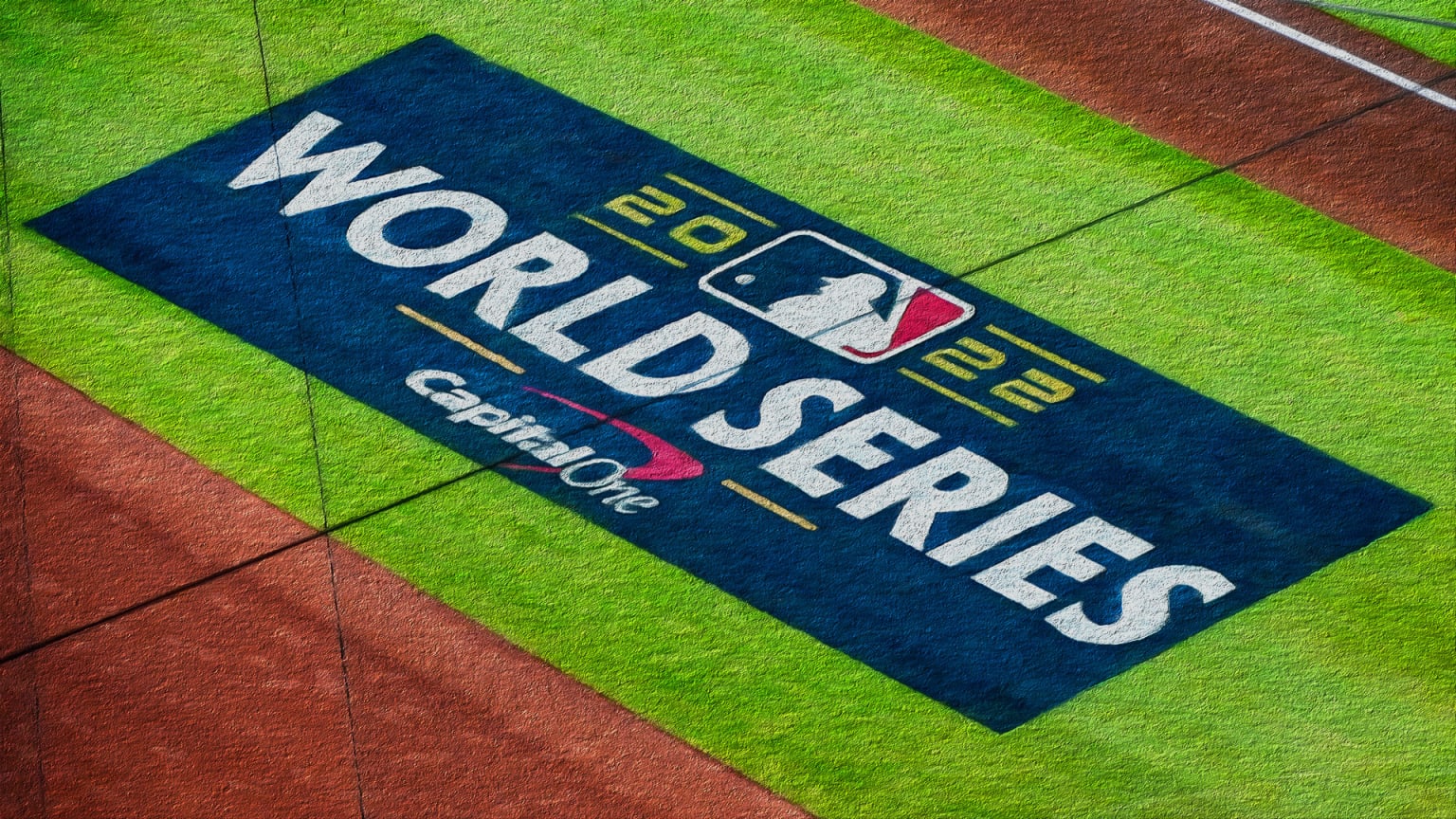 The World Series logo is displayed on the field