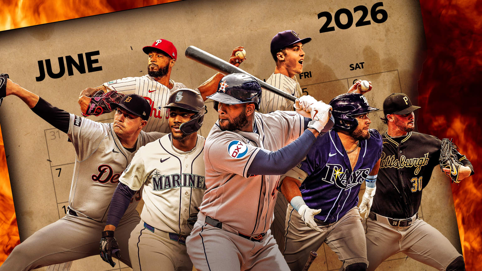 Tarik Skubal, Cristopher Sánchez, Julio Rodríguez, Yordan Alvarez, Jacob Misiorowski, Jonathan Aranda and Paul Skenes
