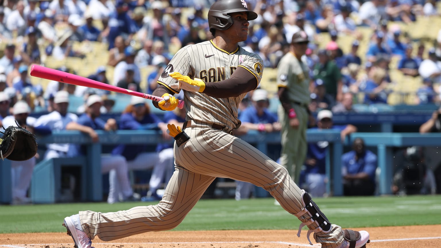 Juan Soto follows through on a swing