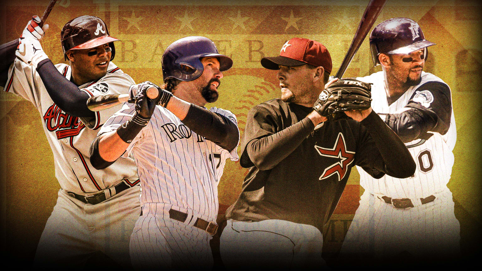 A photo illustration of Andruw Jones, Todd Helton, Billy Wagner and Gary Sheffield