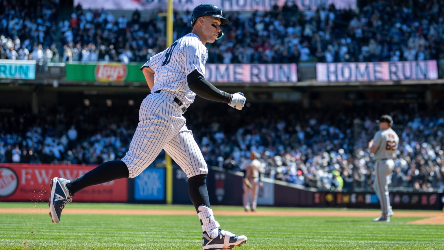 Aaron Judge rounds the bases after a home run