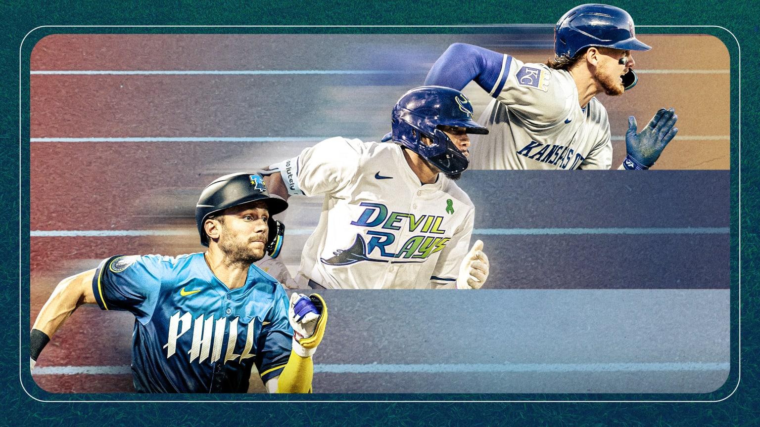 Trea Turner, Chandler Simpson and Bobby Witt Jr.