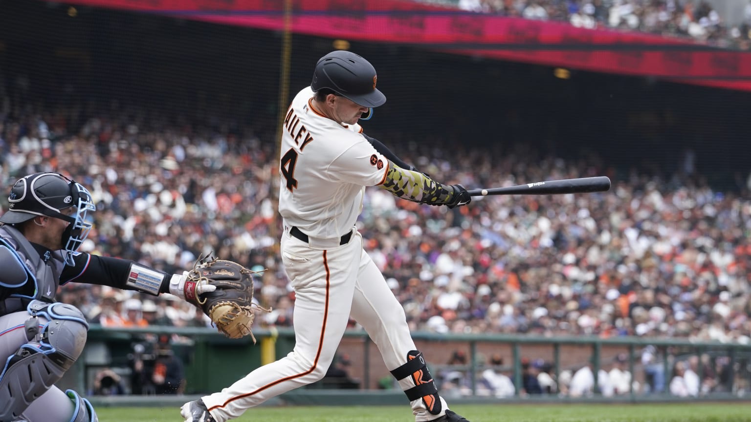 Giants rookie Patrick Bailey takes a swing