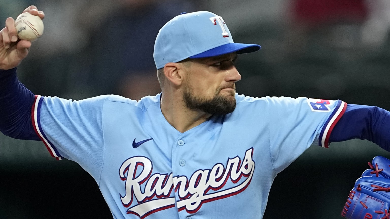 Nathan Eovaldi delivers a pitch to the plate