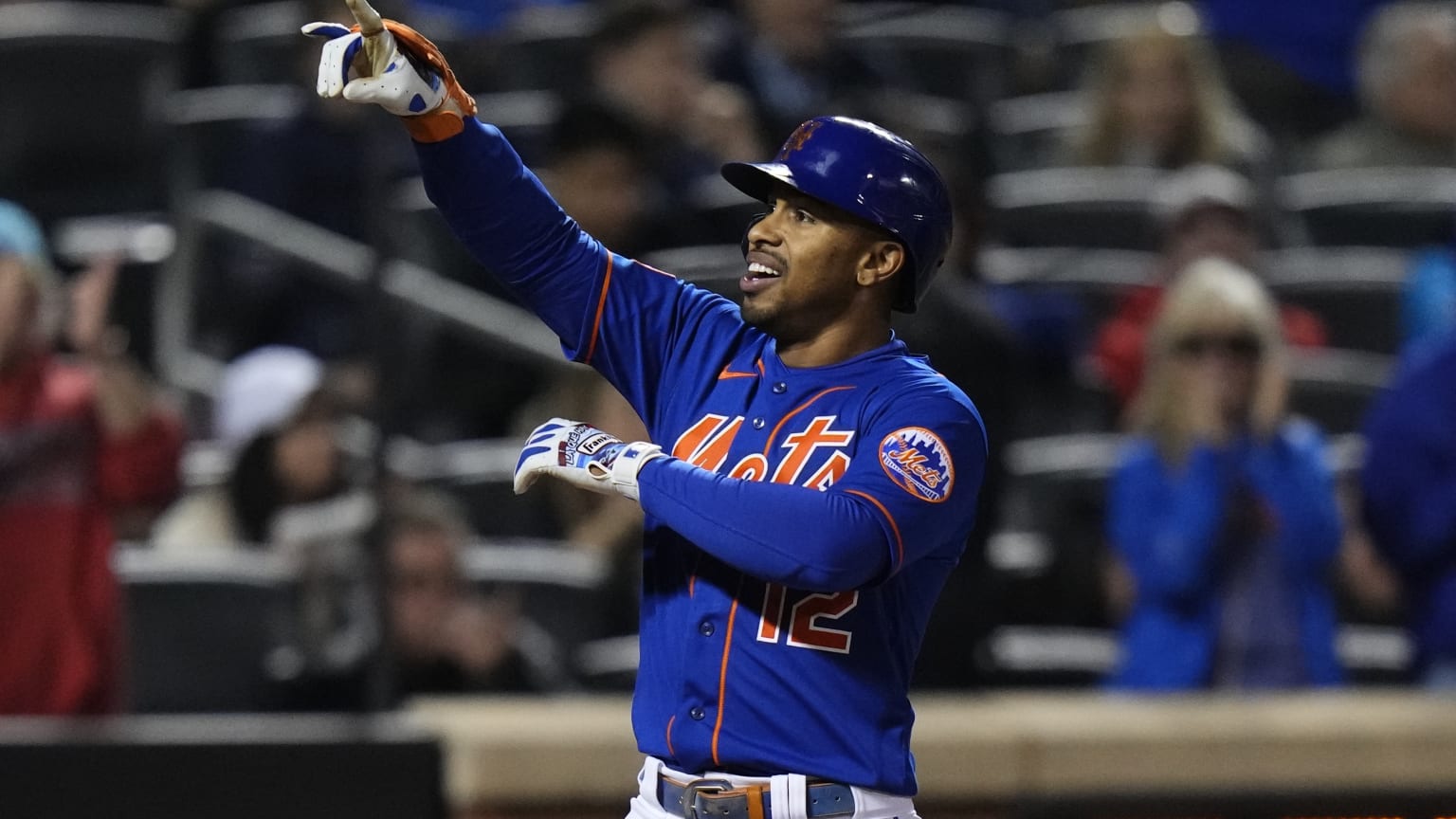 Francisco Lindor celebrates a home run