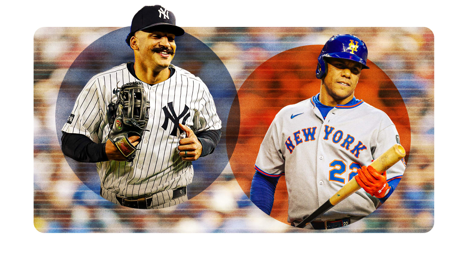 Trent Grisham of the Yankees and Juan Soto of the Mets