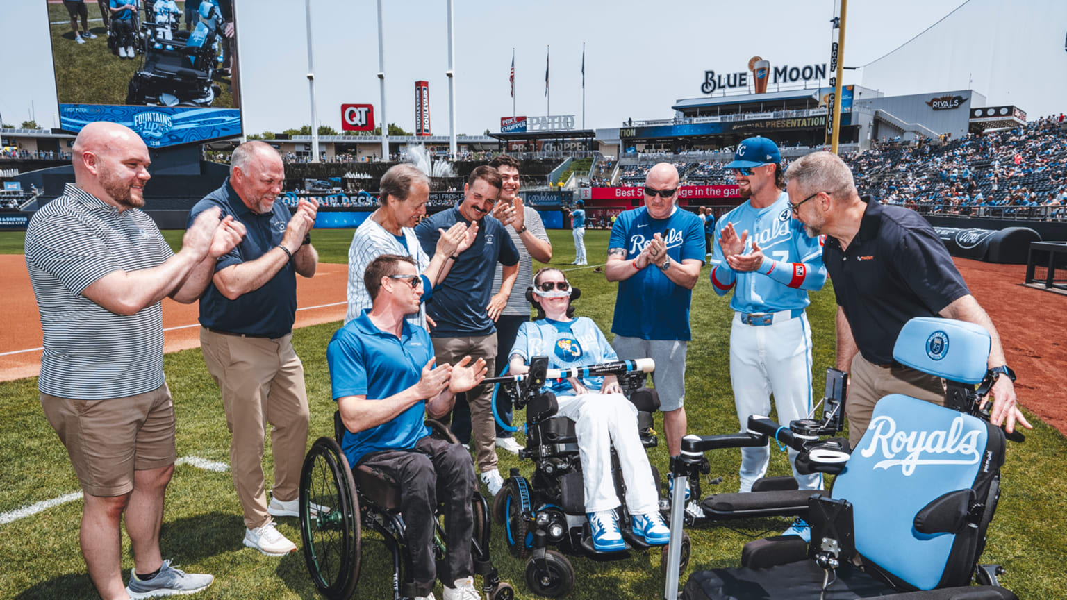 Sarah Nauser, who was diagnosed with ALS seven years ago, was gifted a custom Royals-themed wheelchair