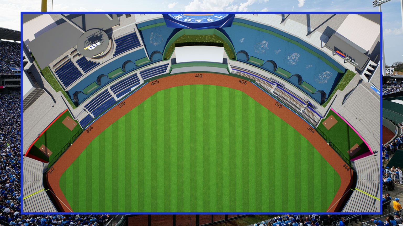 A diagram of the new dimensions at Kauffman Stadium