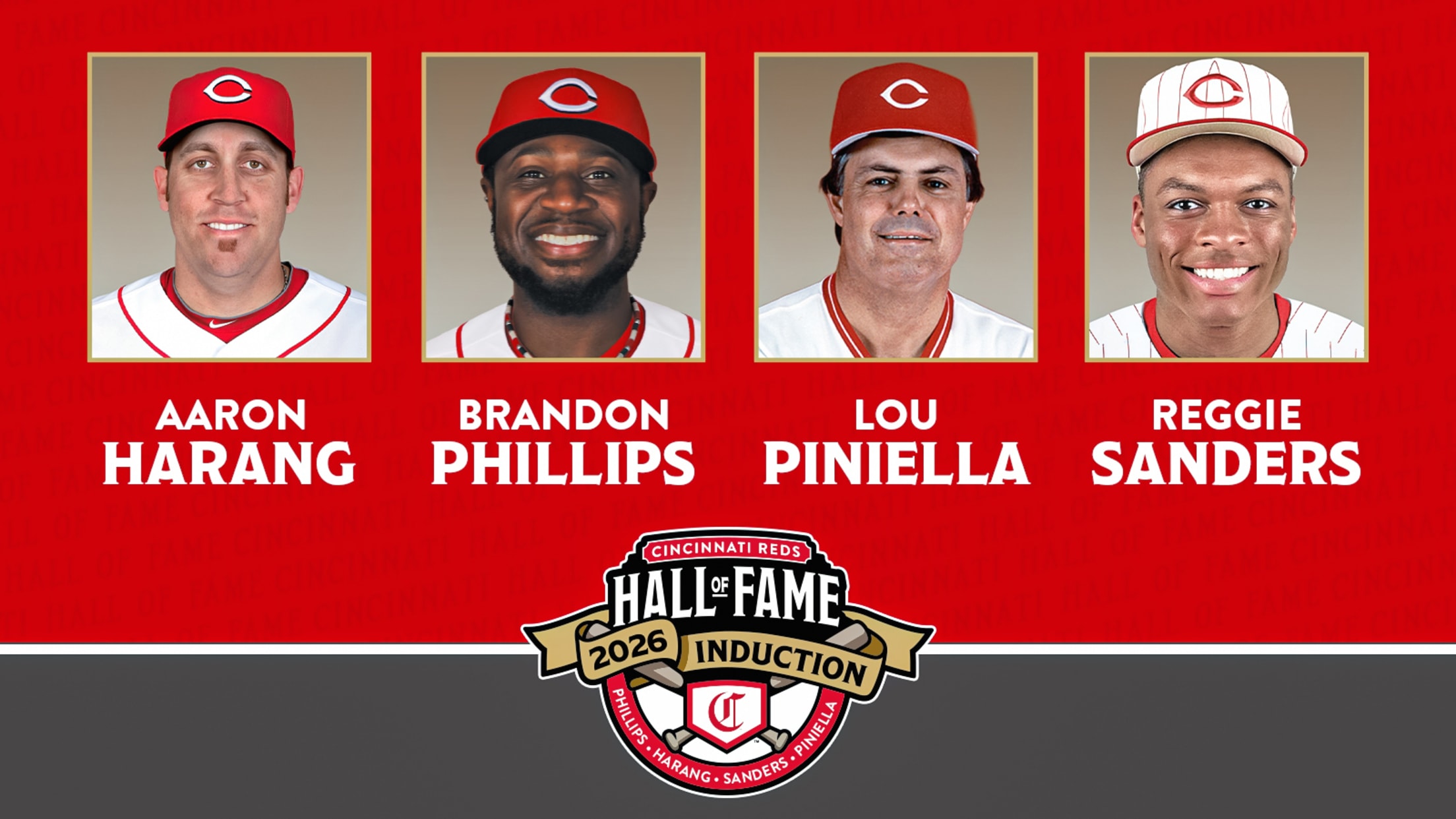 Aaron Harang, Brandon Phillips, Lou Piniella and Reggie Sanders