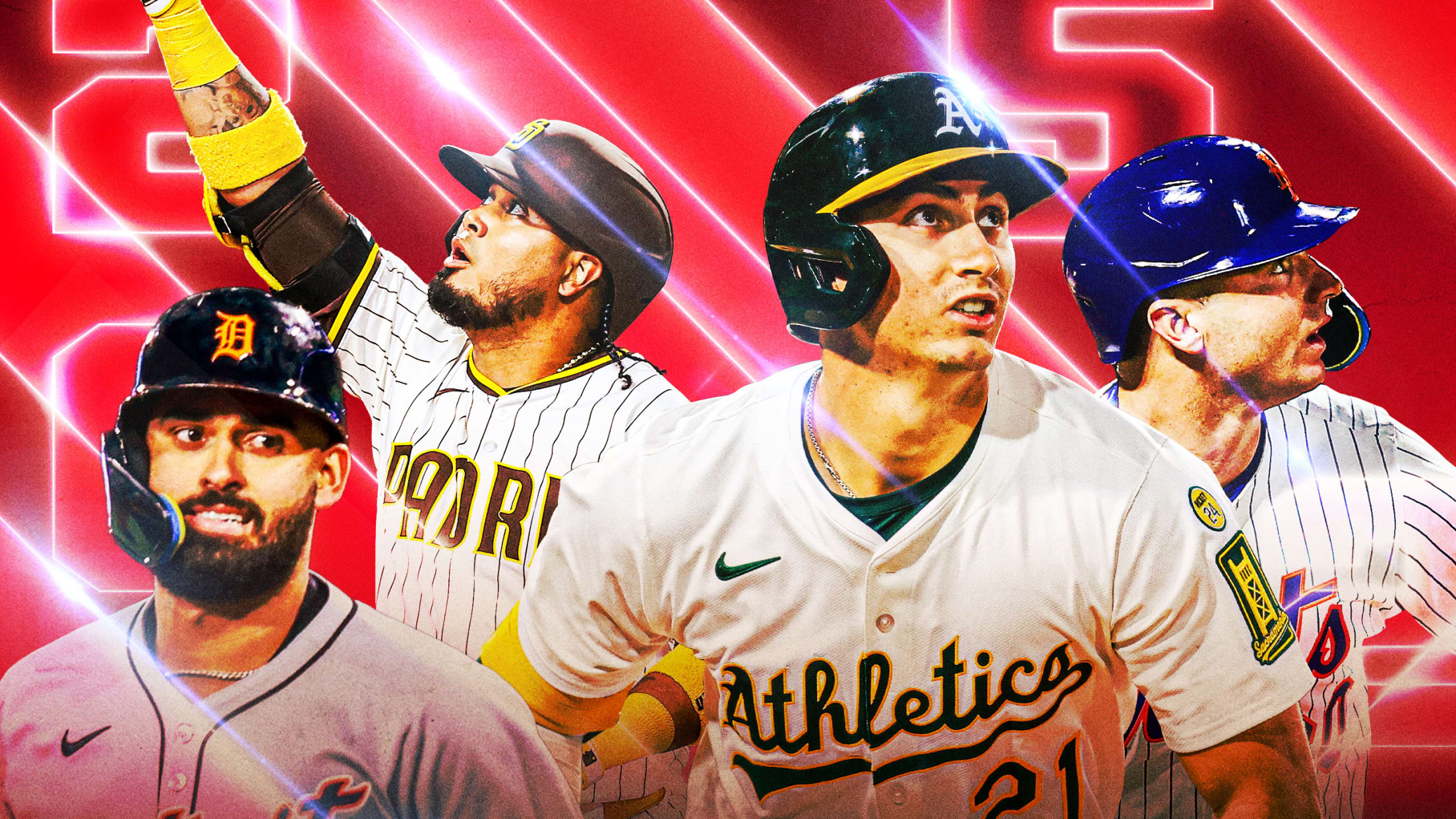 The Tigers' Riley Greene, the Padres' Luis Arraez, the Athletics' Tyler Soderstrom and the Mets' Pete Alonso
