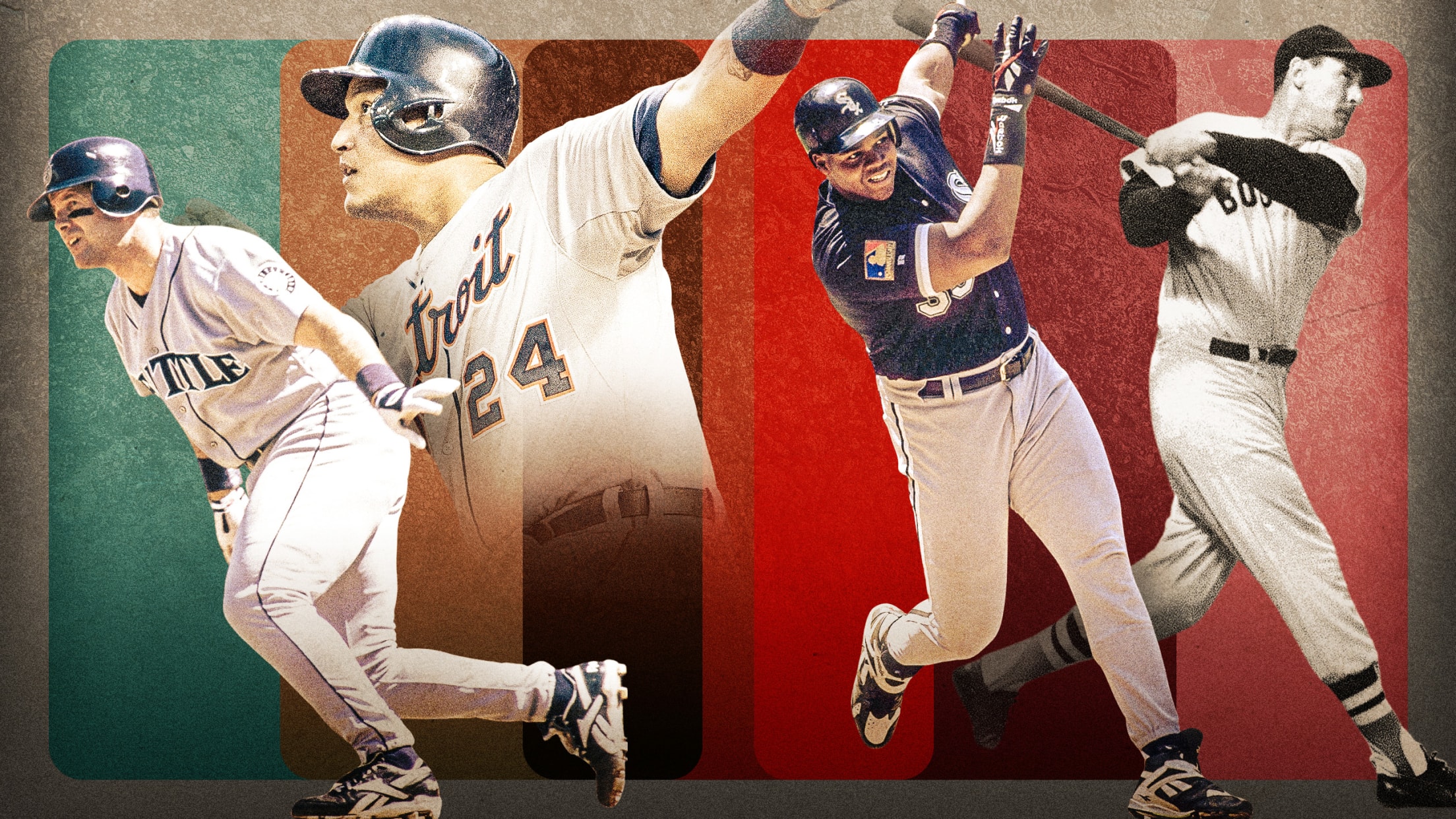 Edgar Martinez, Miguel Cabrera, Frank Thomas and Ted Williams