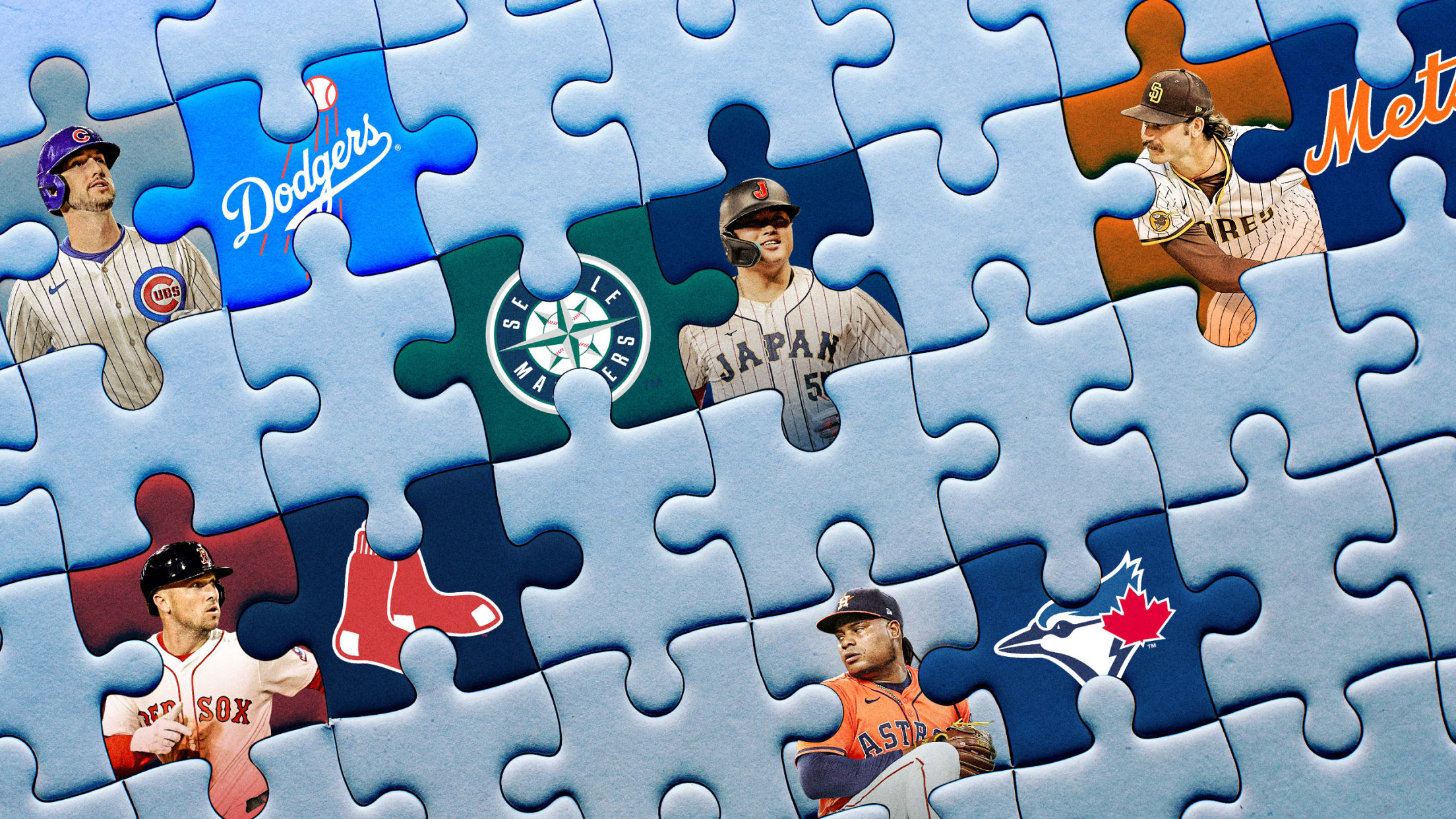 Puzzle pieces depicting five players and five team fits