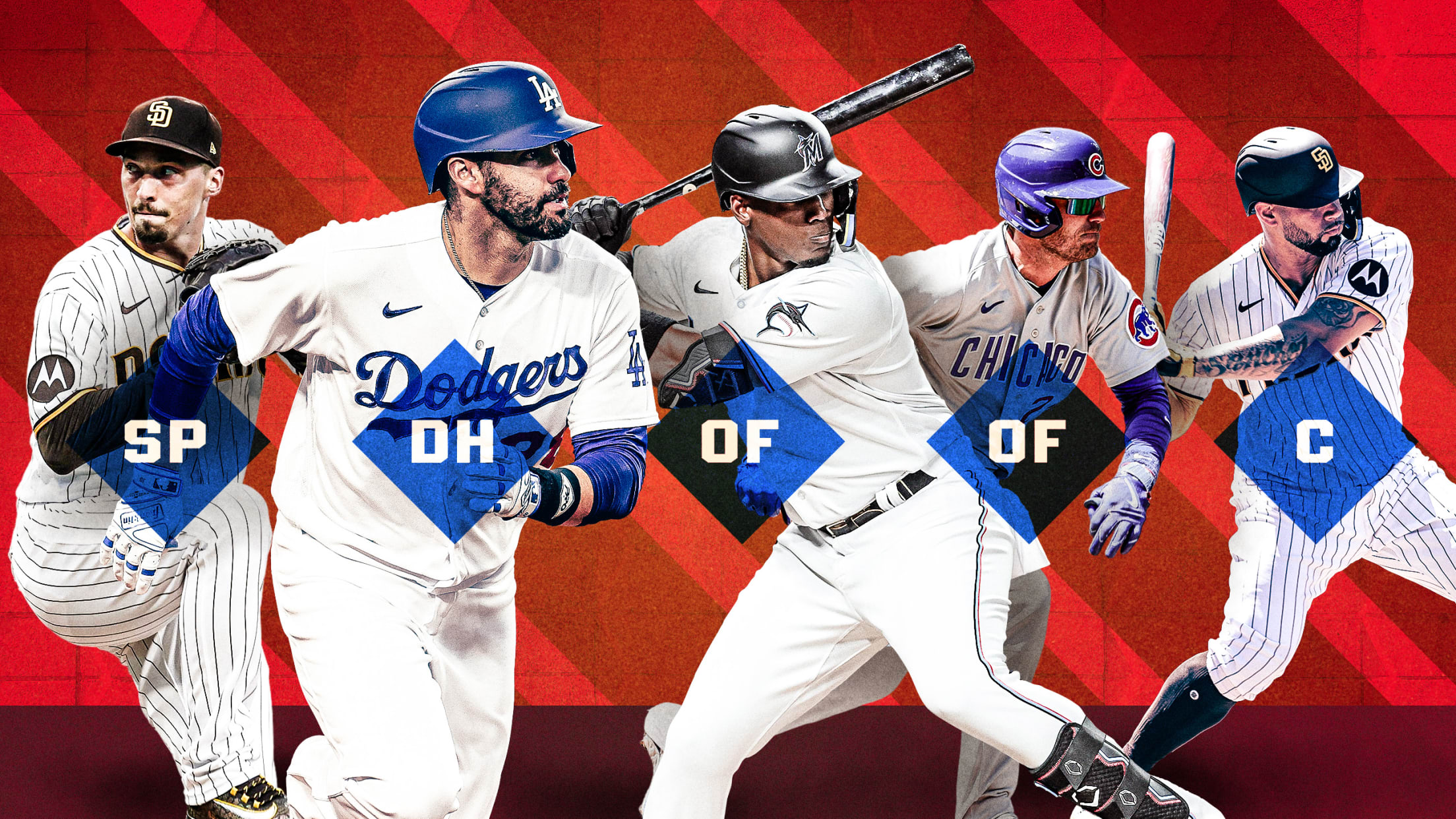 Blake Snell, J.D. Martinez, Jorge Soler, Cody Bellinger and Gary Sánchez