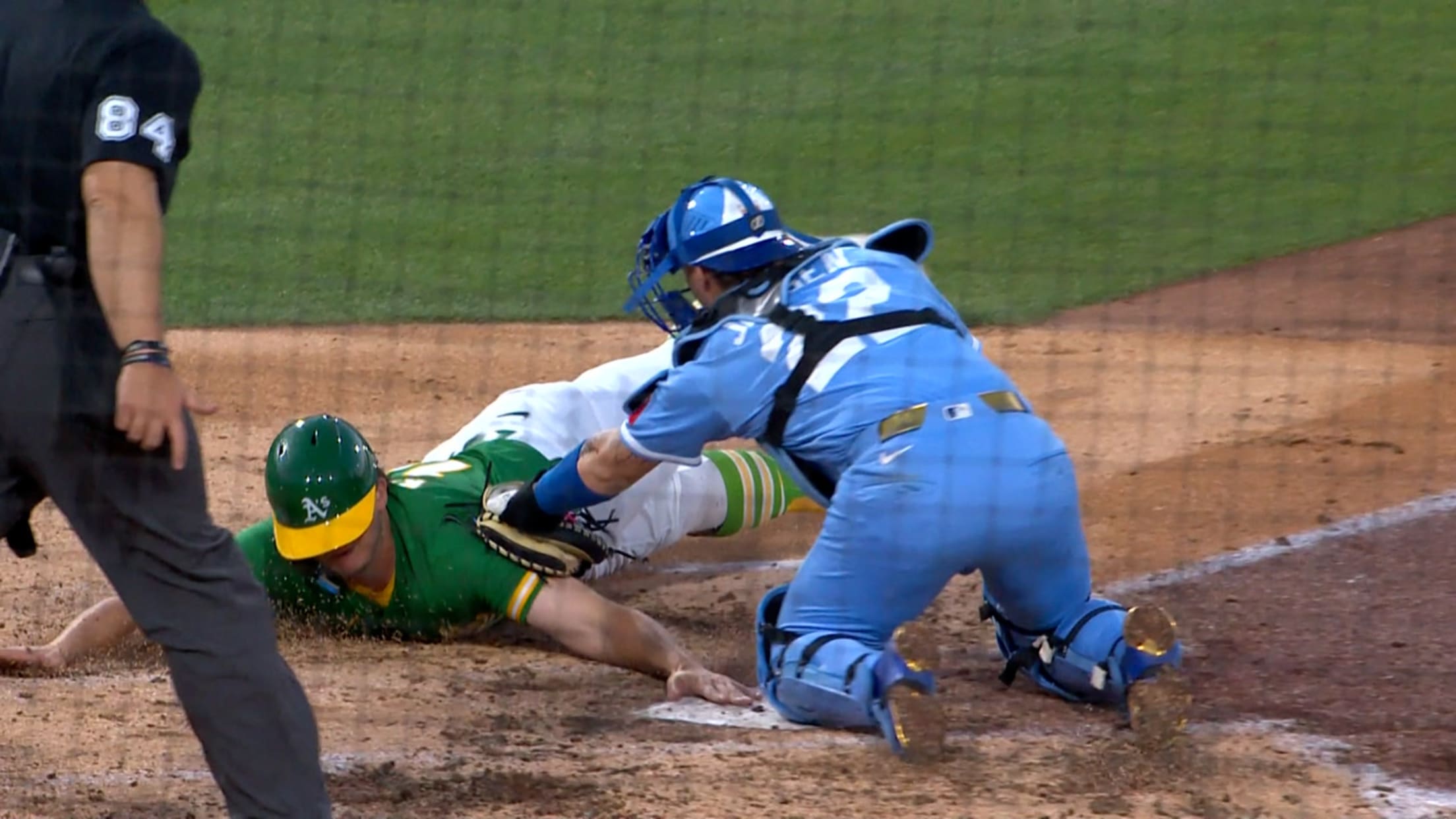 Lane Thomas gets the out at home