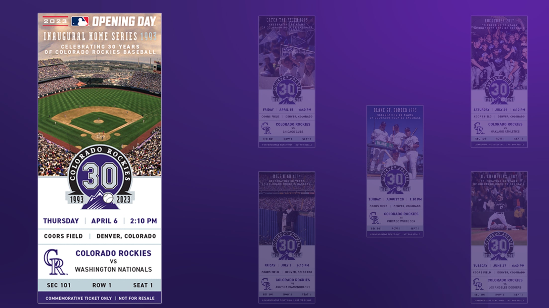 Commemorative Tickets Colorado Rockies