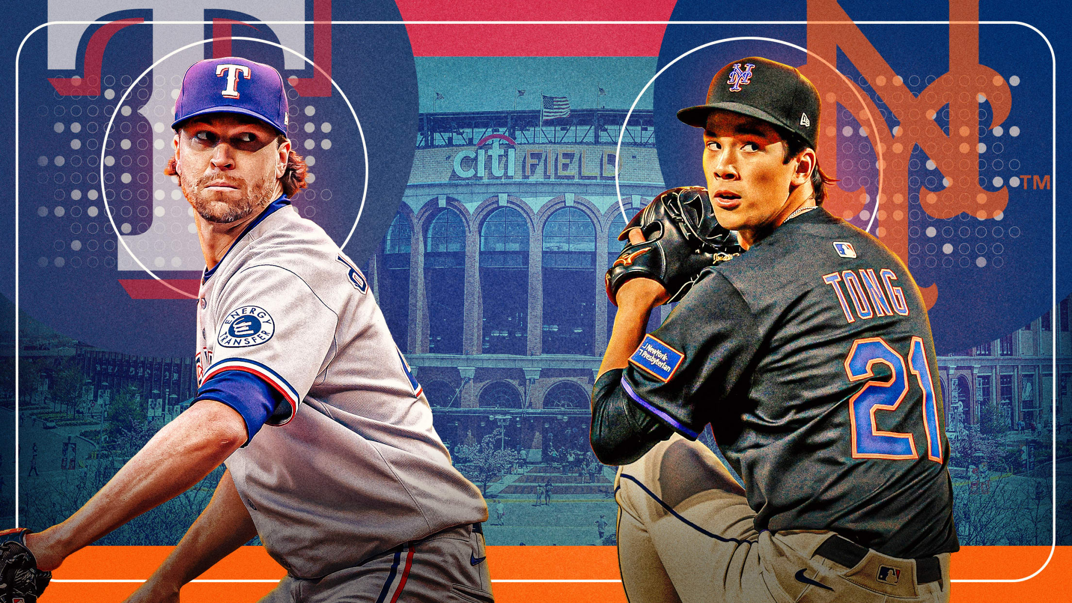 The Rangers' Jacob deGrom and the Mets' Jonah Tong