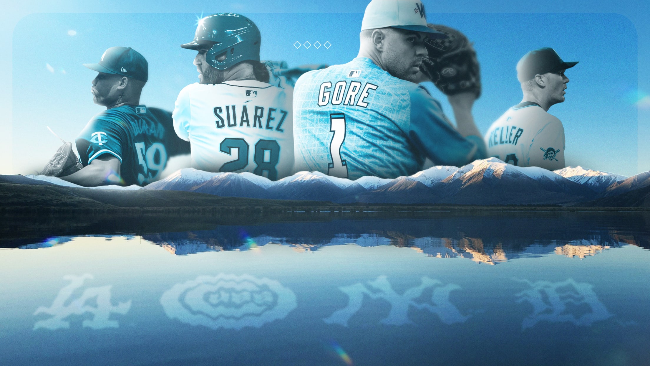 Jhoan Duran, Eugenio Suárez, MacKenzie Gore and Mitch Keller