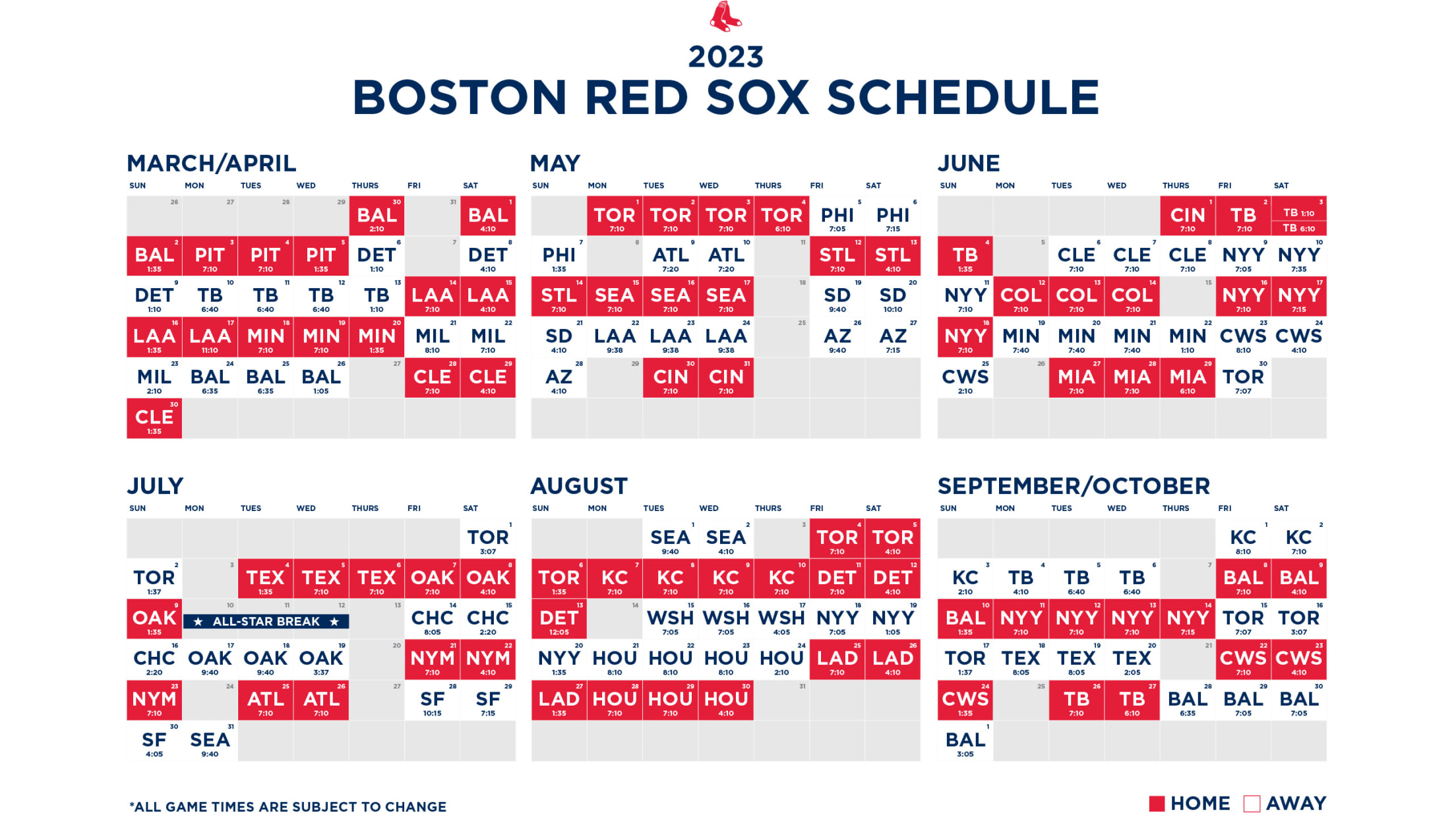 Printable Schedule | Boston Red Sox