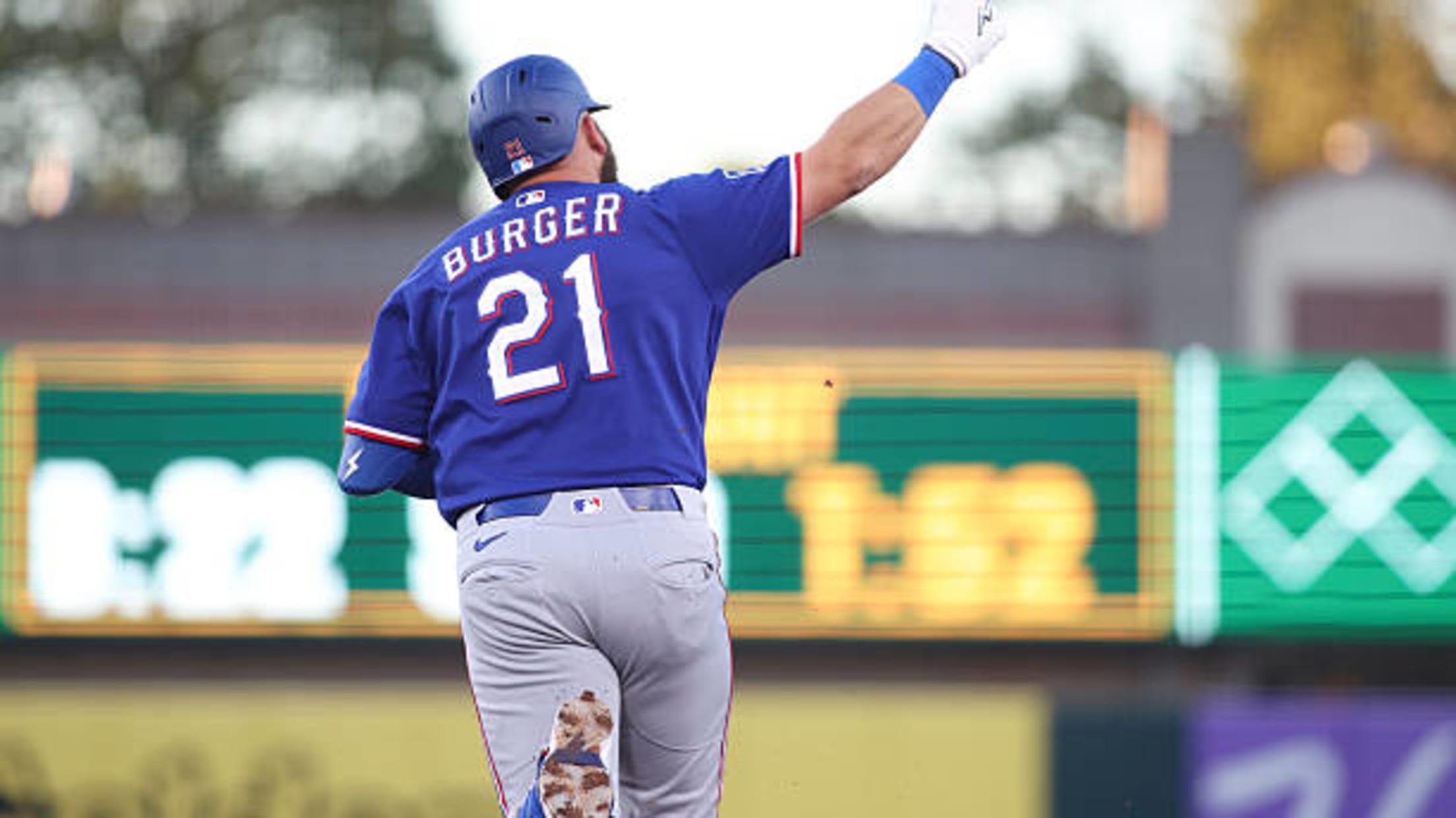 Jake Burger mashes a pair of homers vs. Athletics