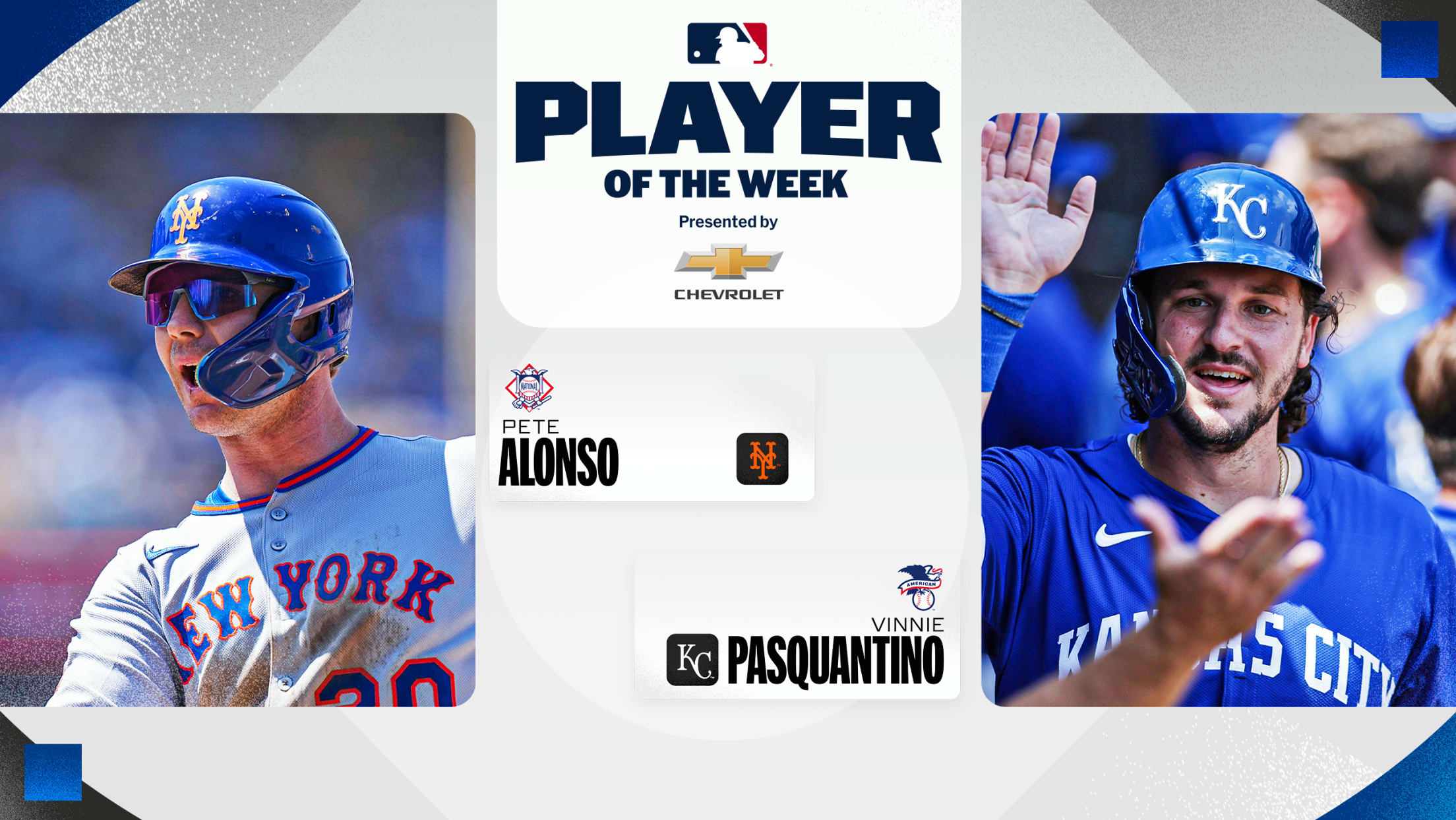 The Mets' Pete Alonso and the Royals' Vinnie Pasquantino were named Players of the Week